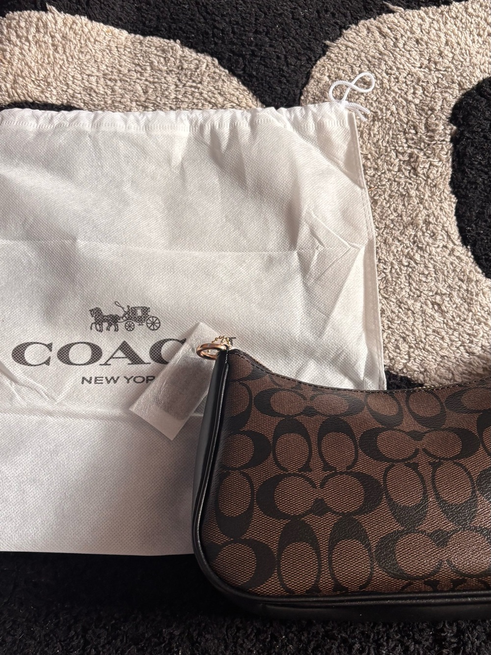 COACH Brown Signature Canvas Small Shoulder Bag - Picture 2 of 4